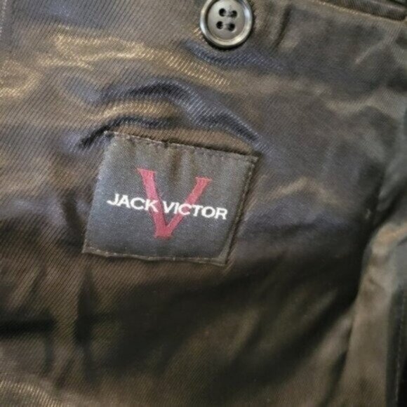 Jack Victor Wool Men's 2 Button front Pin Striped Blazer Suit Jacket Navy Black - Picture 4 of 7